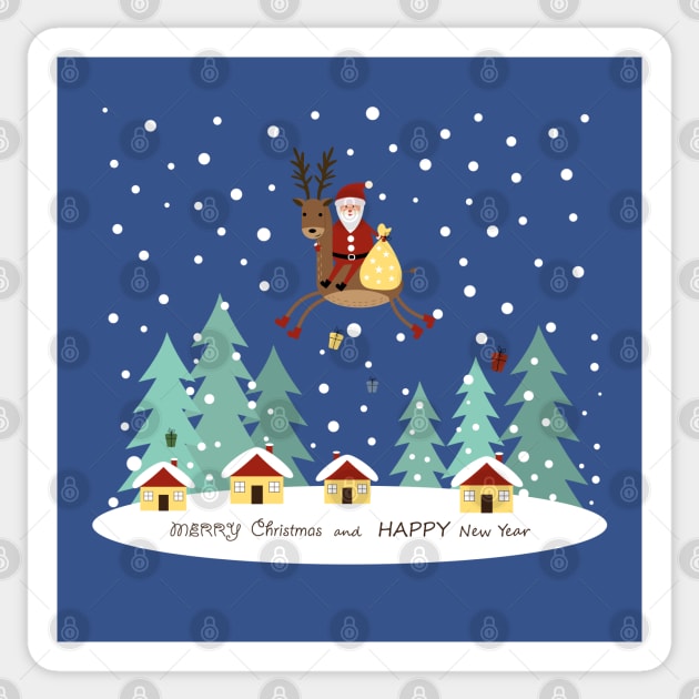 Santa Claus and reindeer with gifts Sticker by grafart